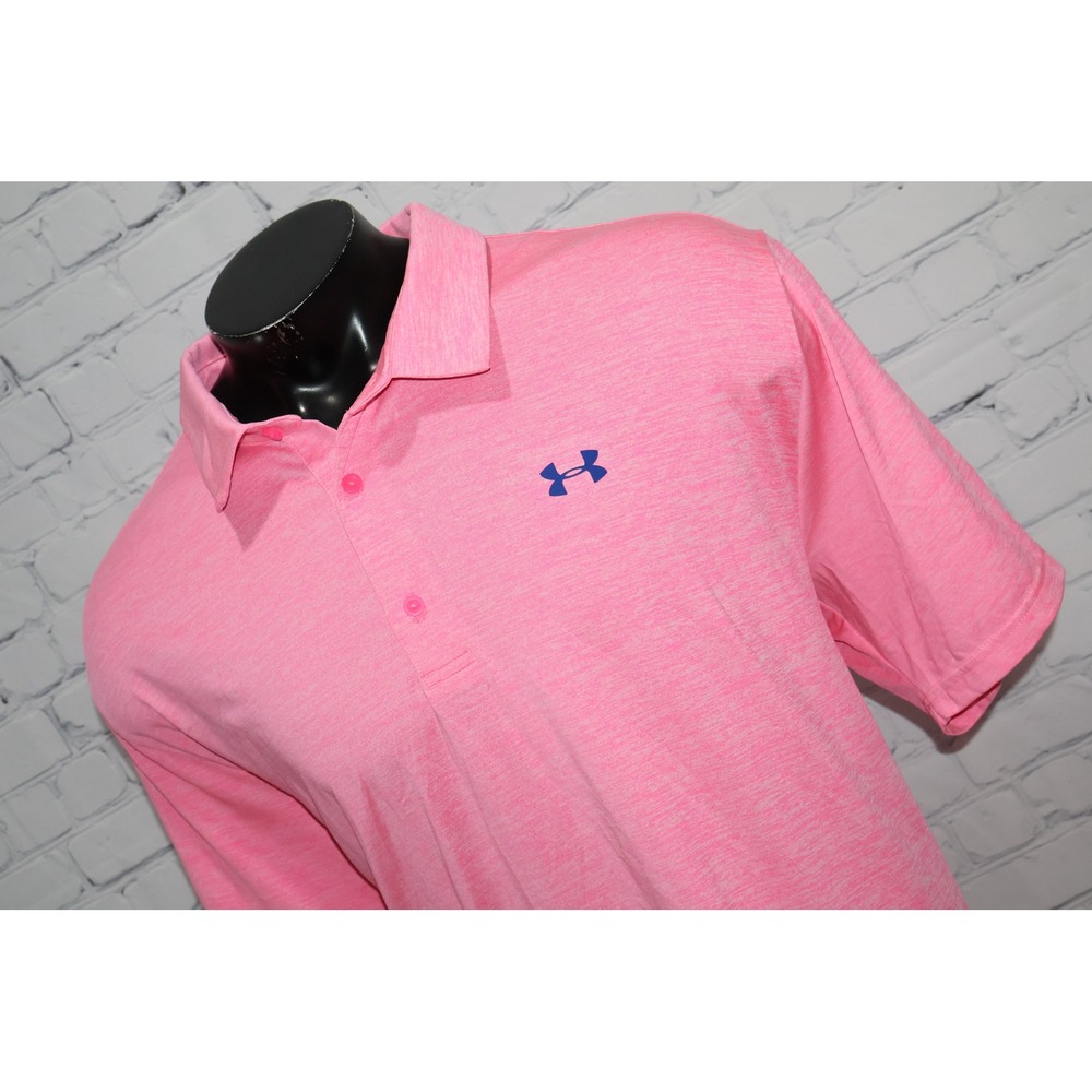 Under Armour The Playoff Polo Mens 3XL Pink Loose Fit Short Sleeve Golf Shirt
